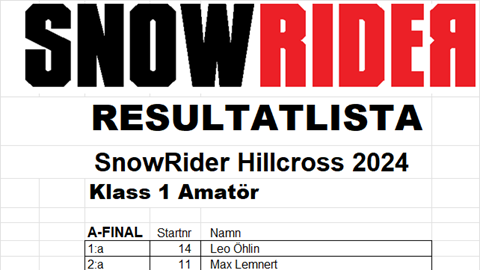 Resultat SnowRider Hillcross