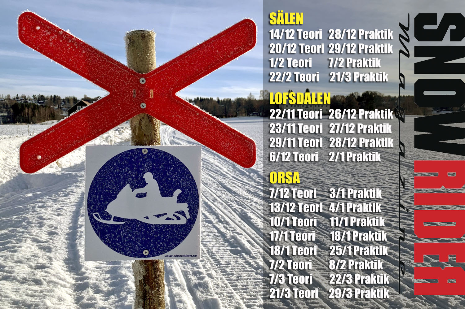 Ta förarbevis för snöskoter med SnowRider i SÄLEN, LOFSDALEN & MORA/ORSA